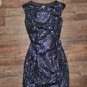 BA Nites Blue Sequin Cocktail Evening Dress